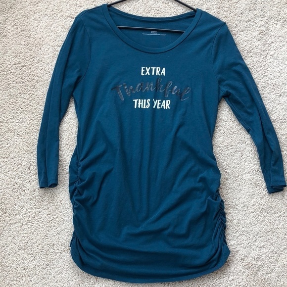 Motherhood Tops - 4/$20 Motherhood Top Size M Teal “Extra Thankful This Year”